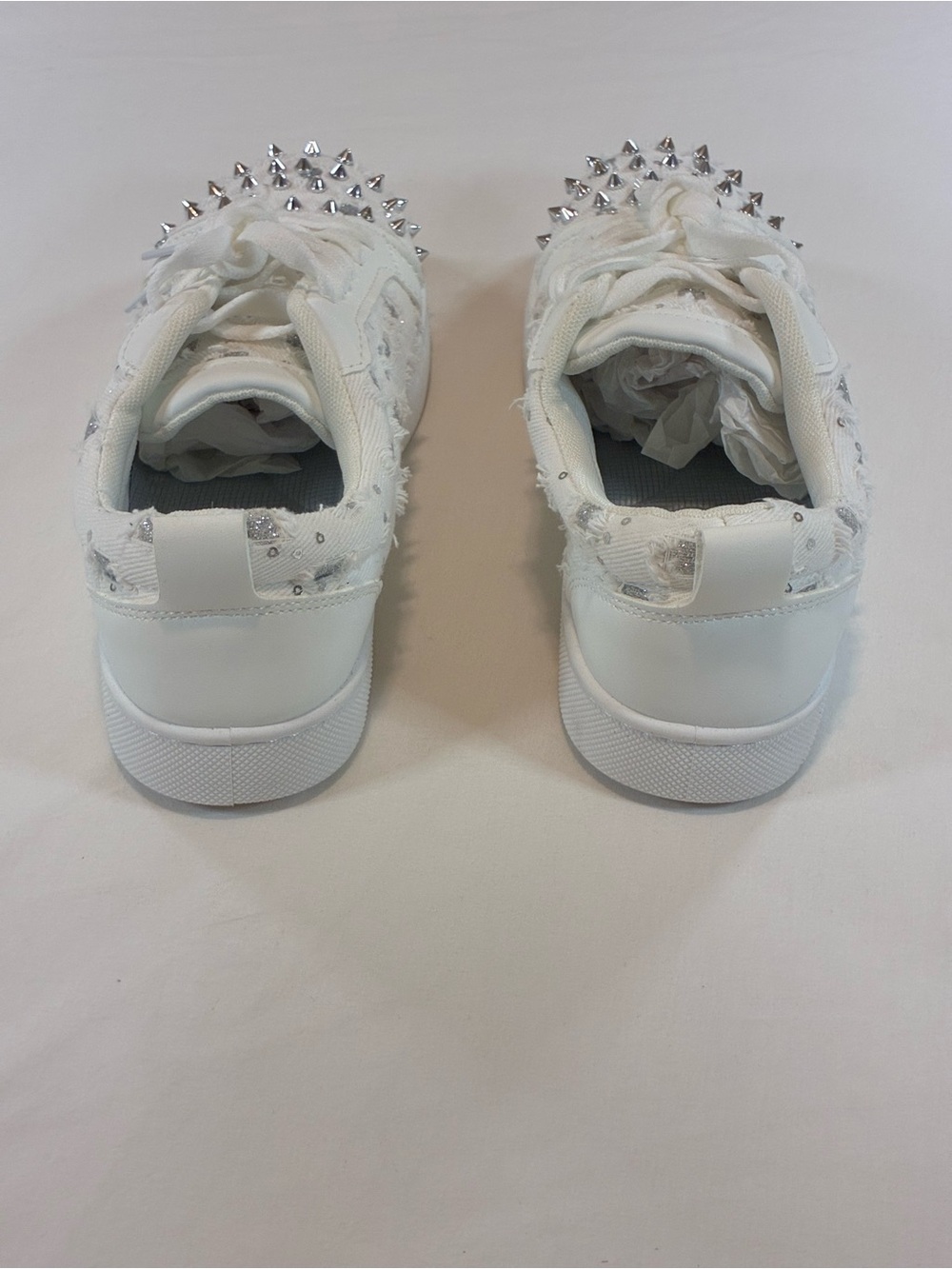 White Women's Studded Low-Top Sneakers - Picture 6 of 9